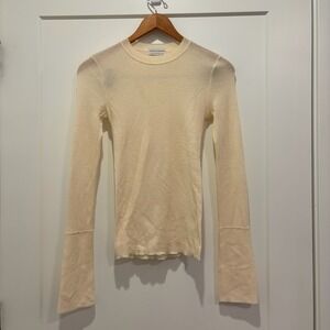 Scanlan Theodore Cream Extra fine Australian Merino Top Long Bell Sleeve XS